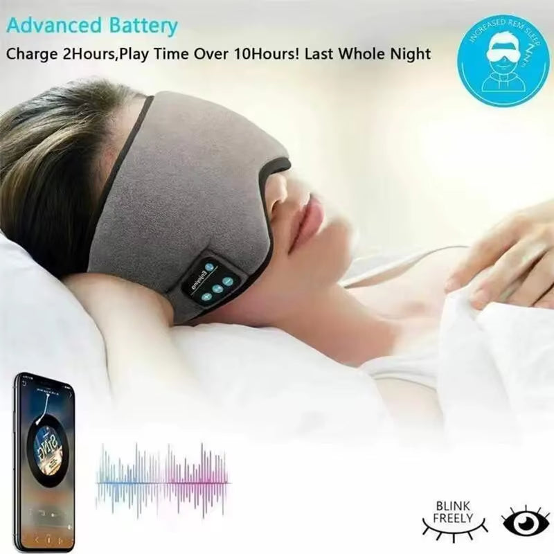 Smart Eye Mask Patch and Bluetooth Wireless Headphone 3D Sleep Mask Aid and Light-Blocking Eye Cover